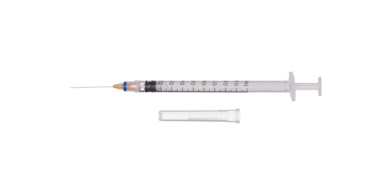 Unisharp 1ml 23G 25mm (1 inch) fixed blue needle syringe