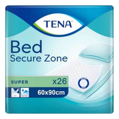 Tena Bed Secure Zone Super Incontinence Bed Pads 60cm x 90 cm Pack of 26