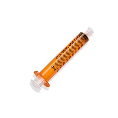 10ml BD Oral Syringe Amber with Tip Cap Bag of 100