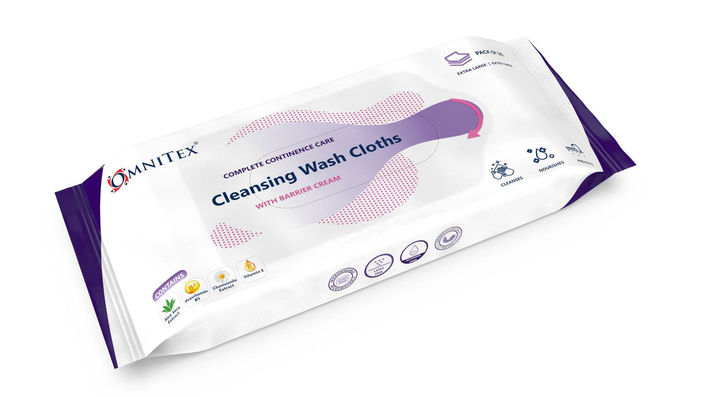 Omnitex Wash Cloths with Barrier Cream Pack of 26