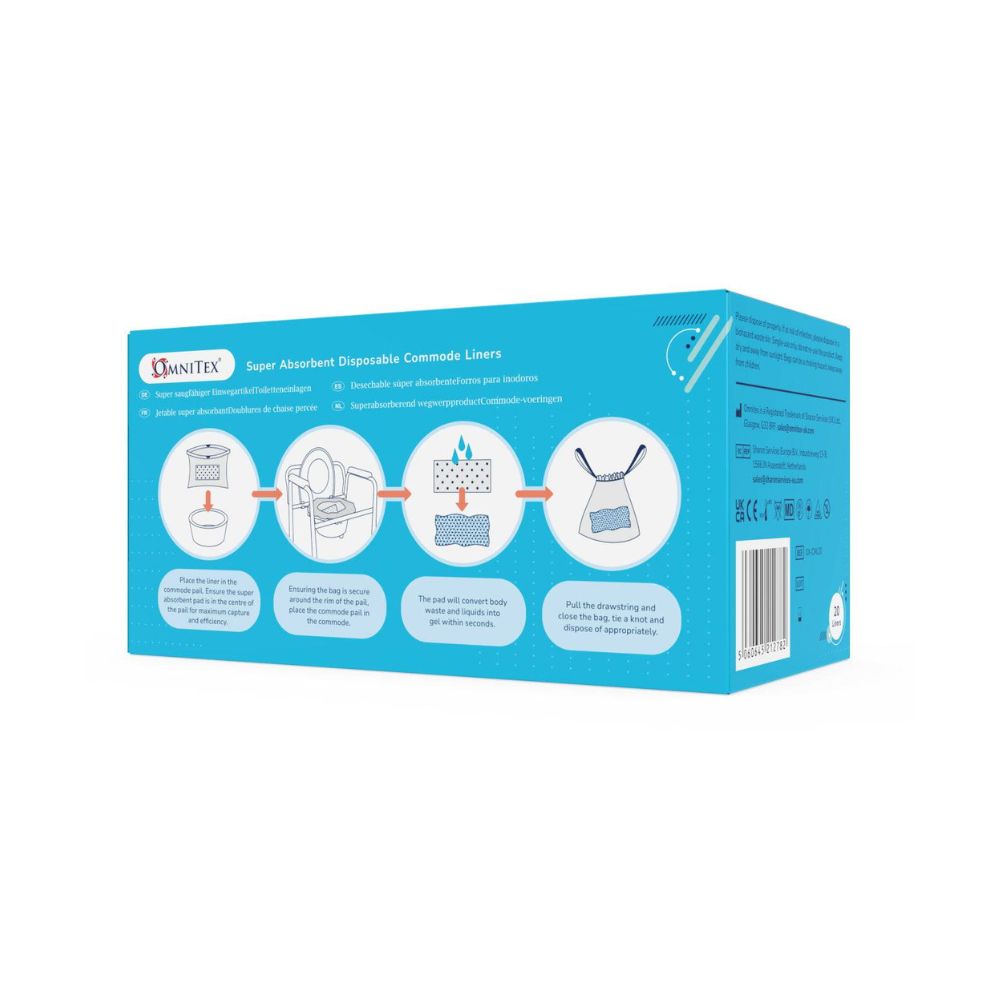 Omnitex 2500ml Disposable Commode/Bed Pan Liners Box of 20