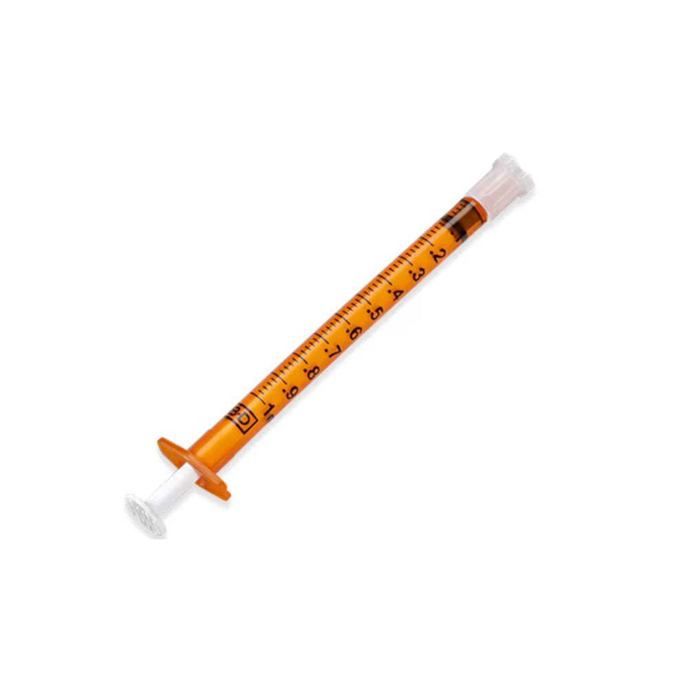 1ml BD Oral Syringe Amber with Tip Cap Bag of 100