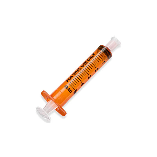 5ml BD Oral Syringe Amber with Tip Cap Bag of 100