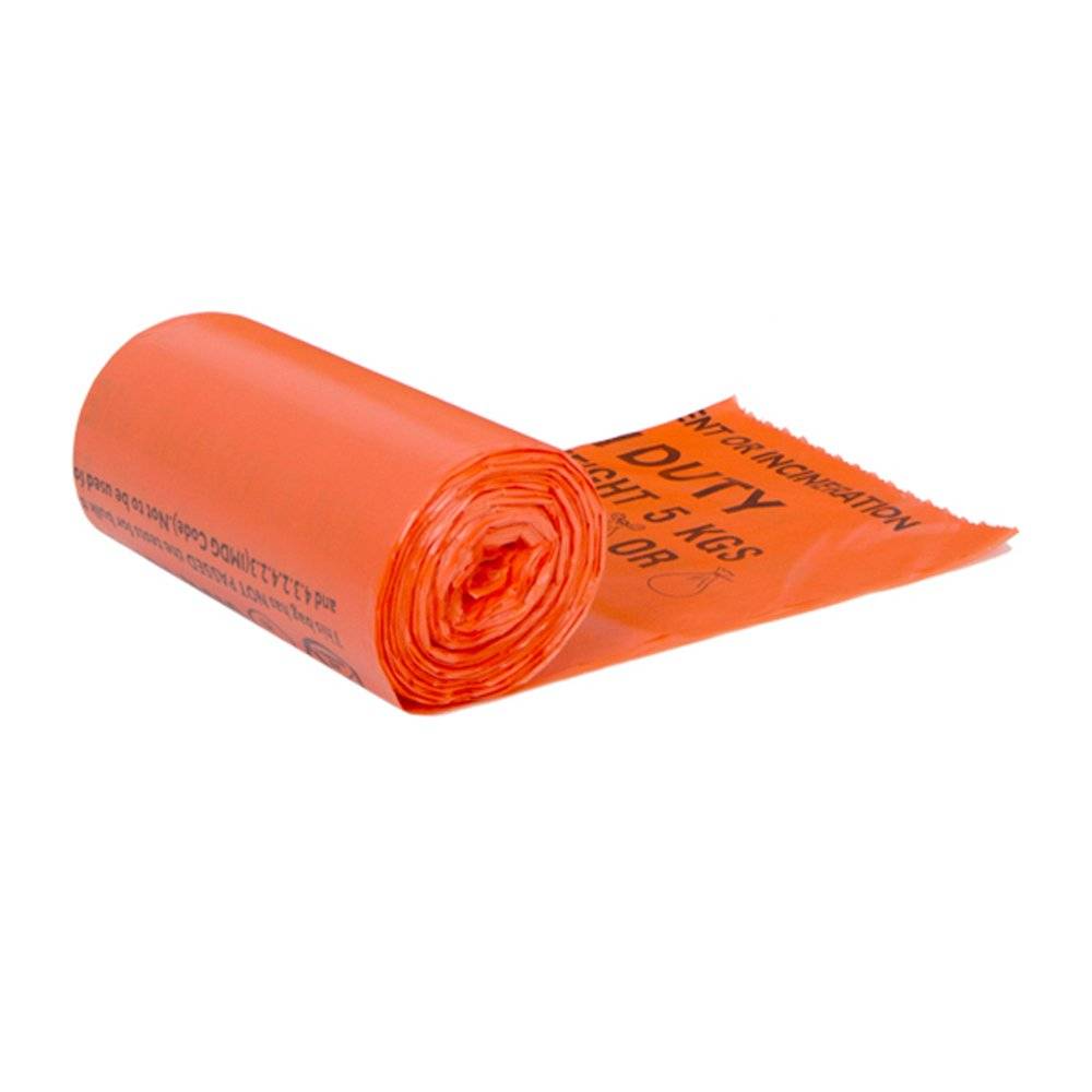 20 Litre Orange Medium Duty Clinical Waste Sacks x 50 - UKMEDI