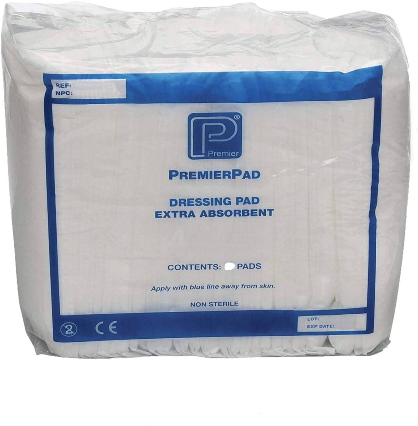 PremierPad Non–Sterile Wound Dressing Pads 10cm x 12 cm Pack of 100 ...
