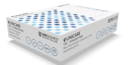 Unicare Blue TPE Gloves Box of 200 - UKMEDI