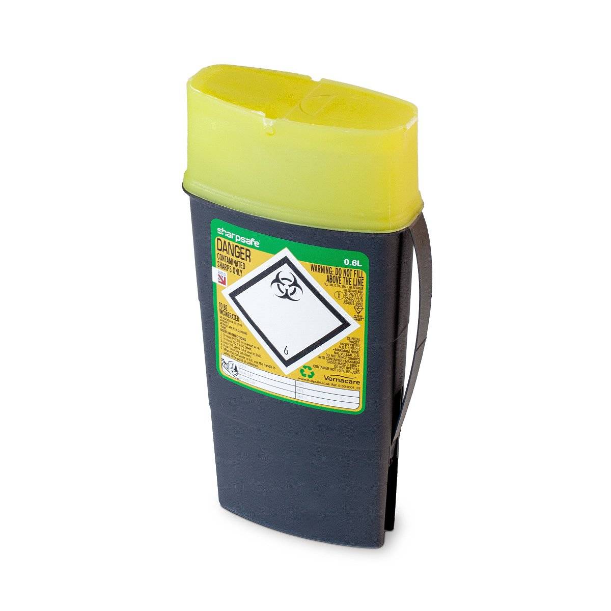 Frontier 0.6 litre Sharpsafe Yellow sharps bin - UKMEDI