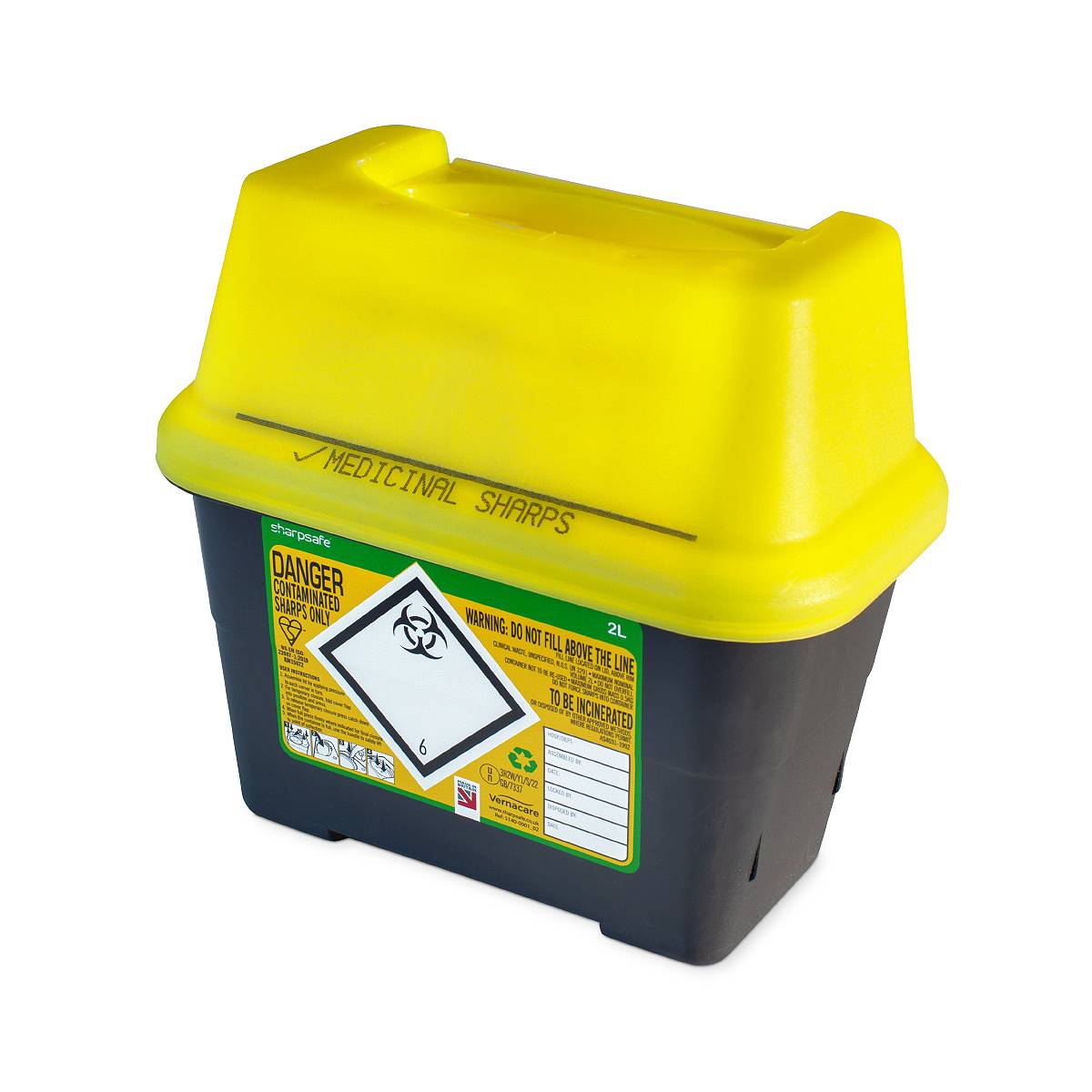 Frontier 2 litre Sharpsafe Yellow sharps bin - UKMEDI