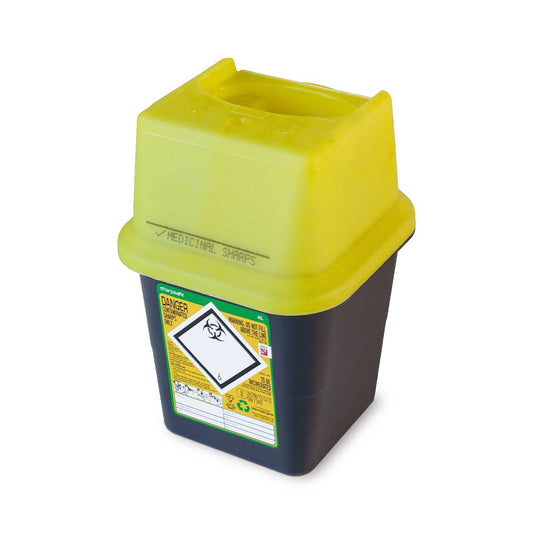 Frontier 4 litre Sharpsafe Yellow Sharps Bin - UKMEDI