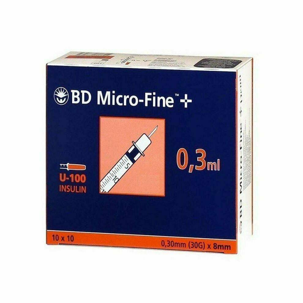0.3ml 30g 8mm BD Microfine Syringe and Needle u100 - UKMEDI