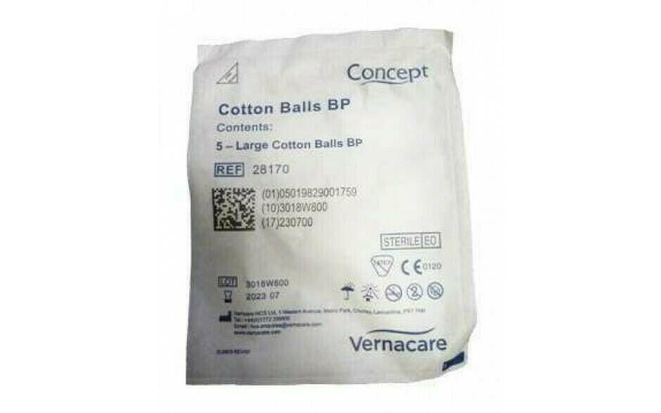 Sterile Large Cotton Wool Balls - Pack of 5 - UKMEDI