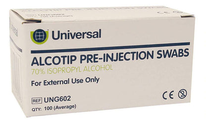 Universal Alcotip Pre Injection Swabs 70% Alcohol Wipes - UKMEDI