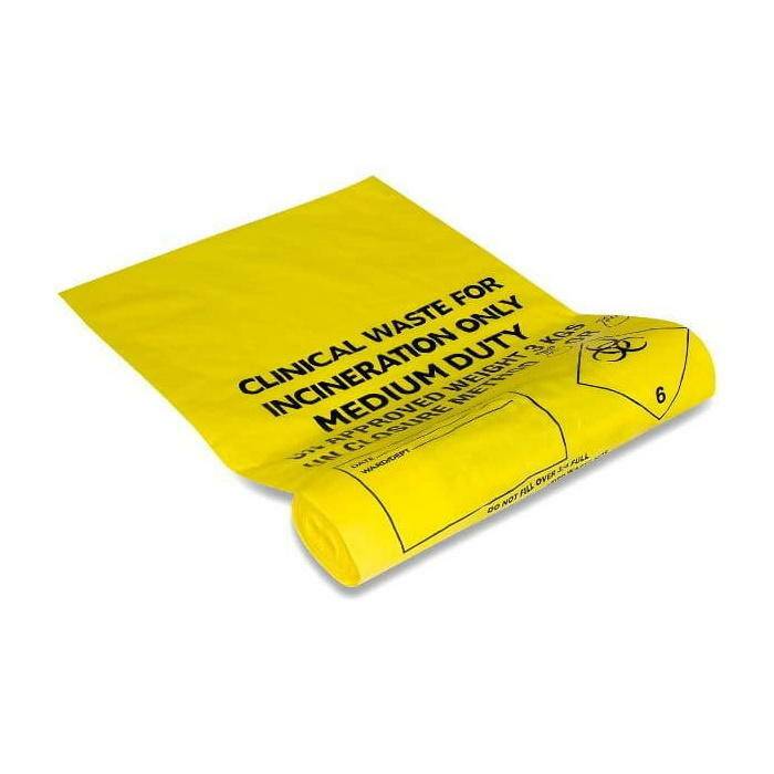 20 Litre Yellow Medium Duty Clinical Waste Sack x 50