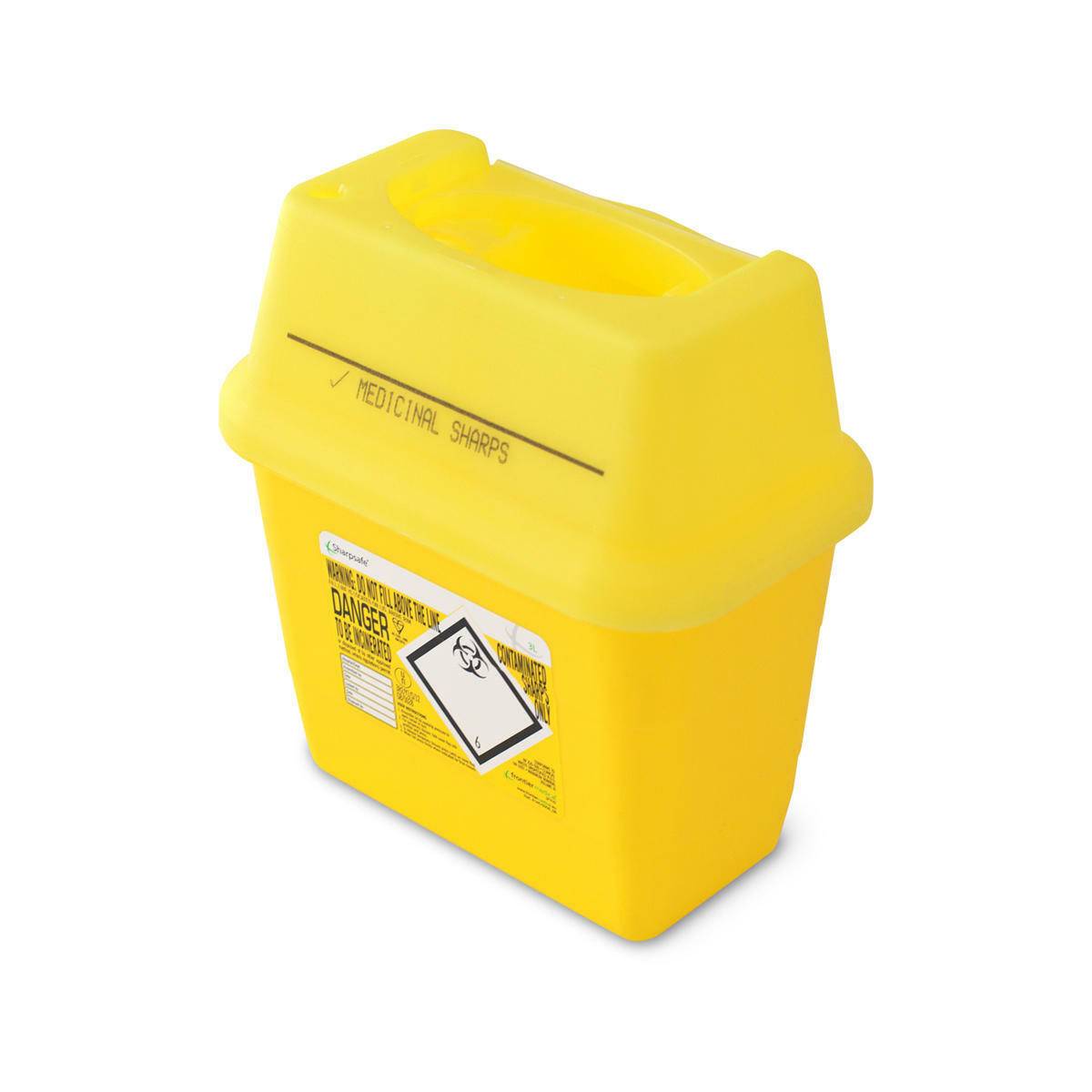 Frontier 3 litre Sharpsafe Yellow sharps bin - UKMEDI