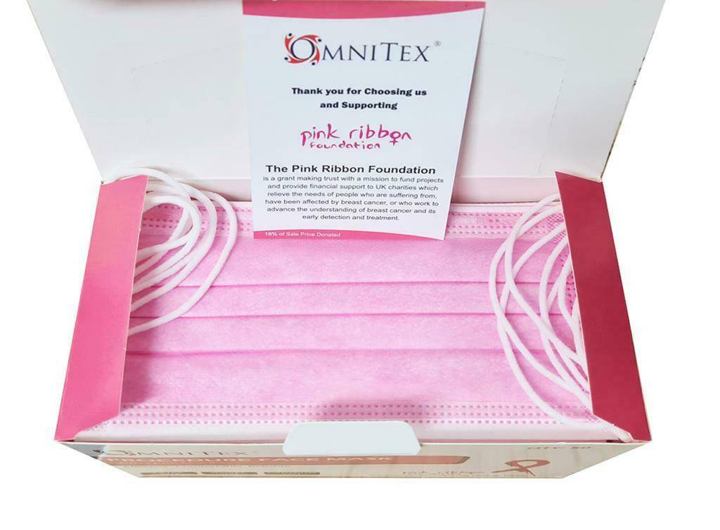 OMNITEX Type IIR Surgical Face Mask x 50 Pink MK-OX-50PK UKMEDI - UK Medical Supplies