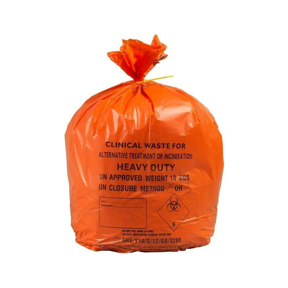 Orange Medium Duty Clinical Waste Sacks 90 Litres x 25 - UKMEDI