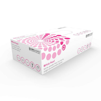 Unigloves Pink Nitrile Gloves Pearl Box of 100 (all sizes) - UKMEDI