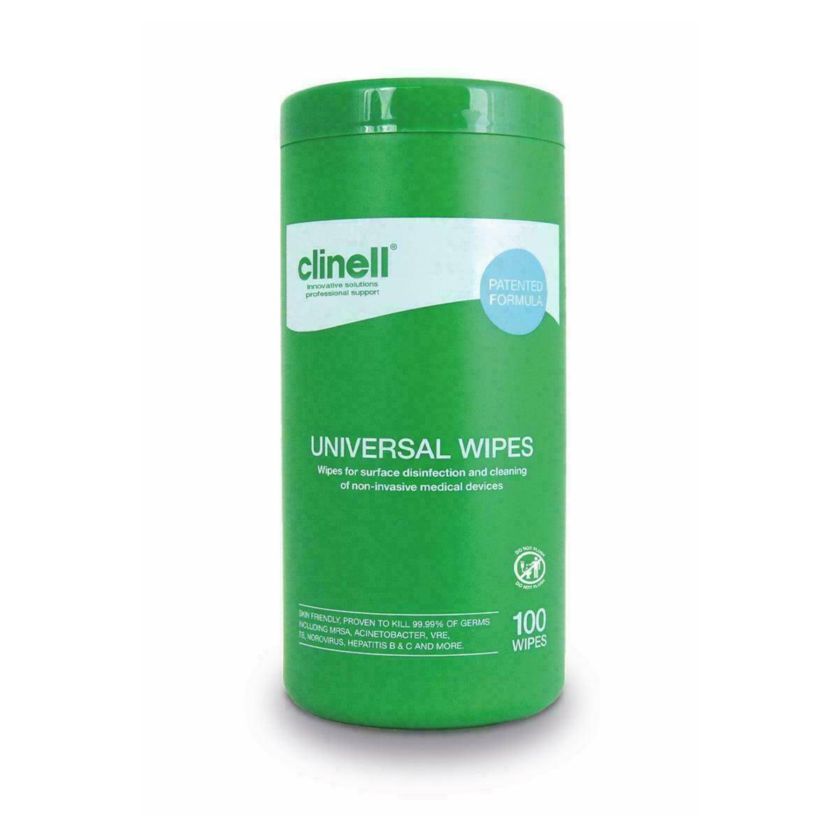 Clinell Universal Sanitising Wipe Tub 100 Wipes - UKMEDI