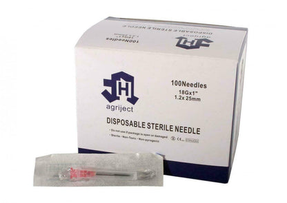 18g 1 inch Agriject Disposable Needles Poly Hub - UKMEDI