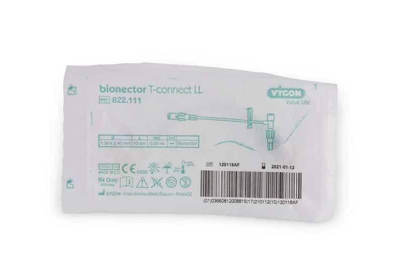 10cm Luer-Slip T piece extension connector with Bionector - UKMEDI