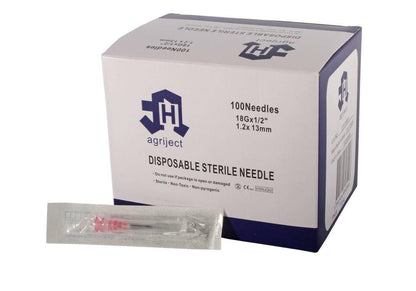 18g 1/2 inch Agriject Disposable Needles Poly Hub - UKMEDI