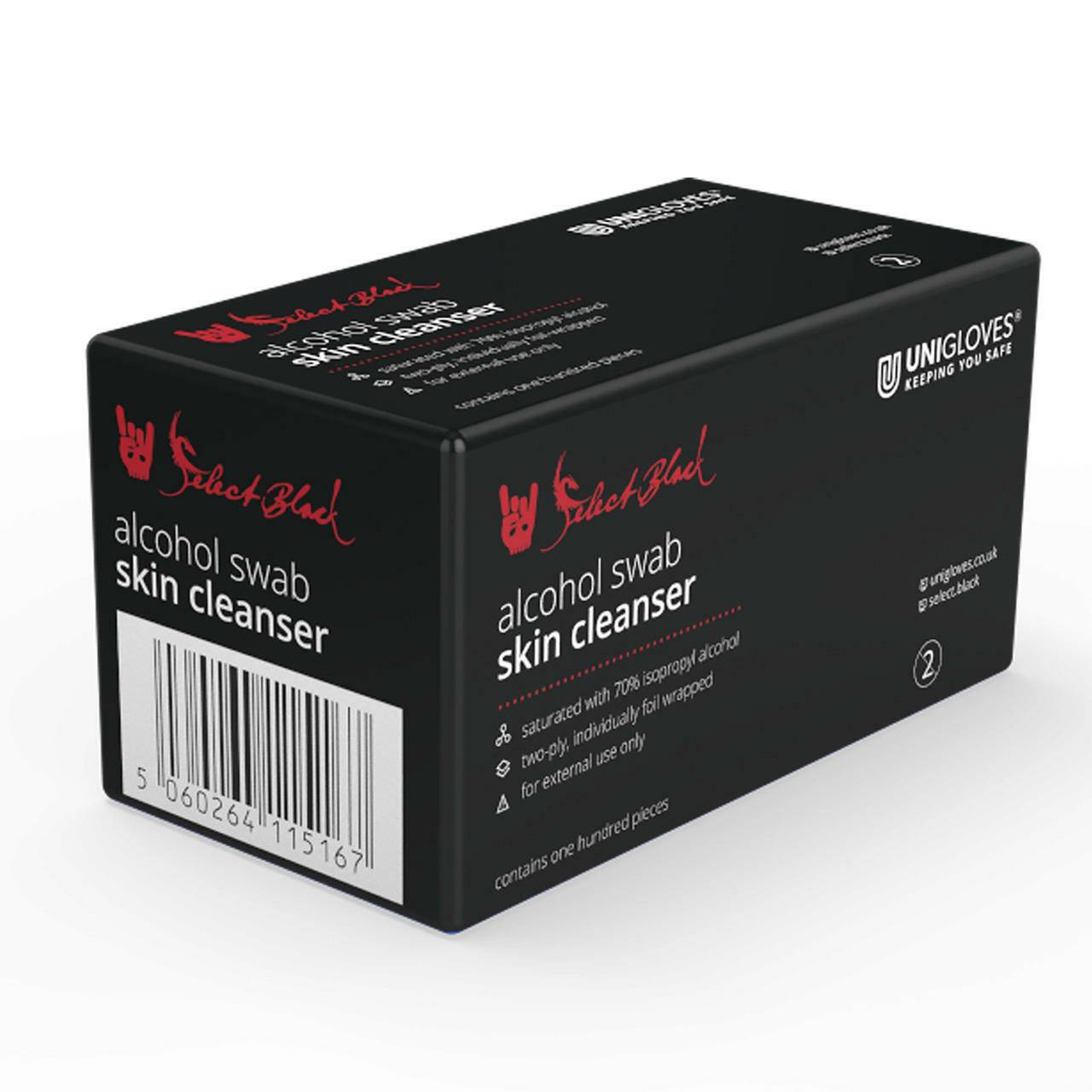 Unigloves Select Black Alcohol Swab Skin Cleanser - UKMEDI