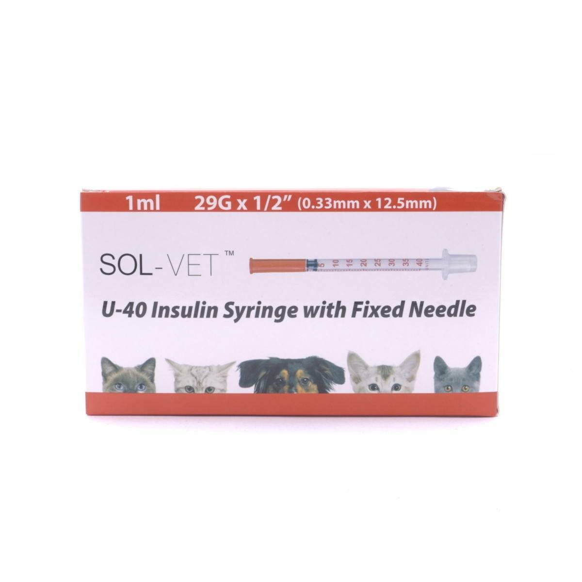 Sol-Vet 1ml 29g x 0.5 inch U40 Syringe with Fixed Needle - UKMEDI