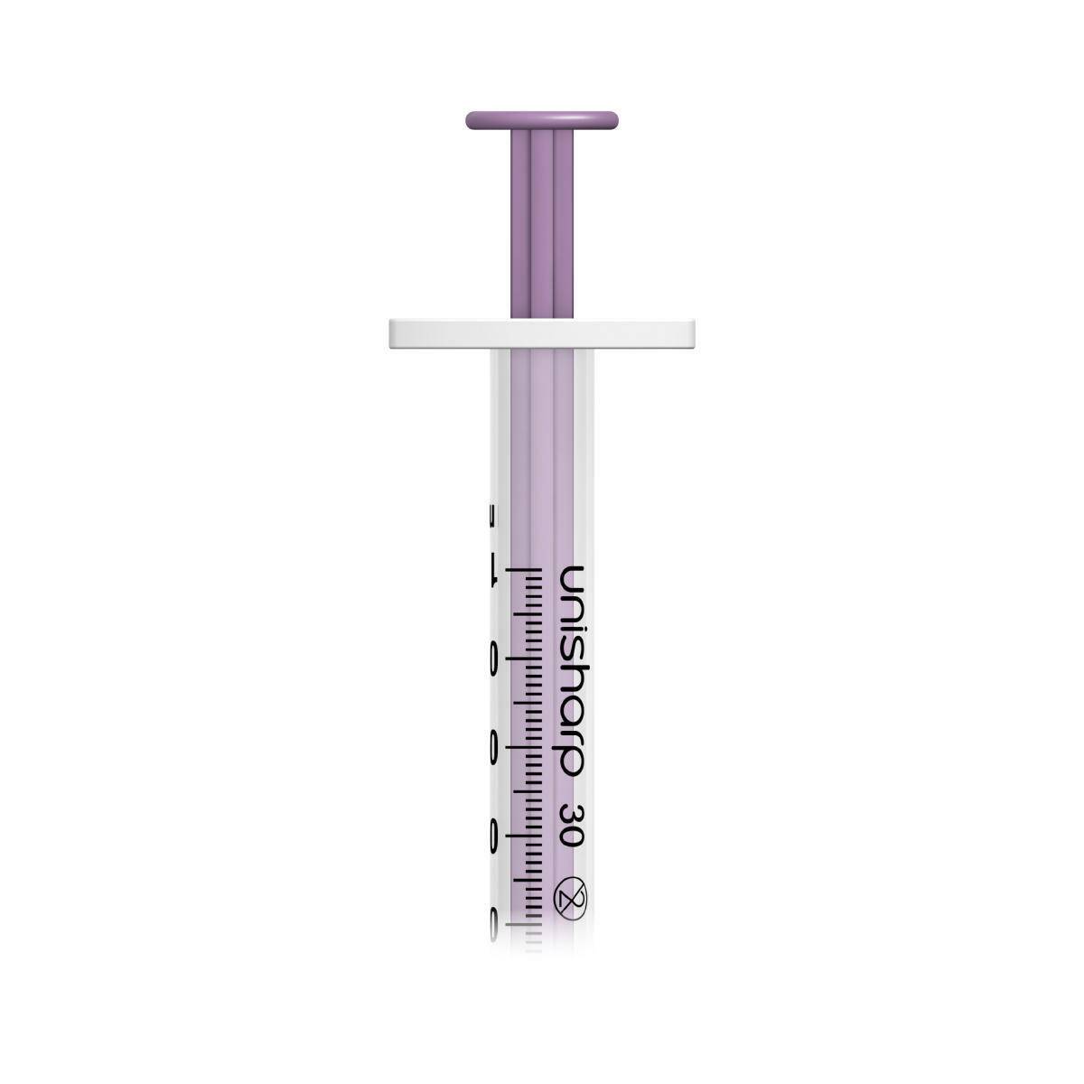1ml 0.5 inch 30g Purple Unisharp Syringe and Needle u100 - UKMEDI