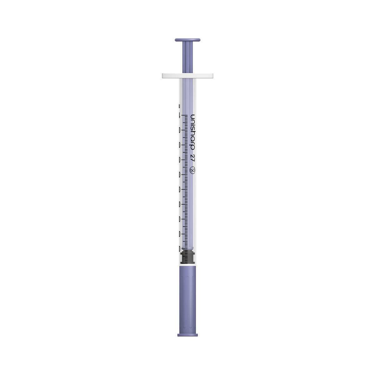 1ml 0.5 inch 27g Violet Unisharp Syringe and Needle u100 - UKMEDI