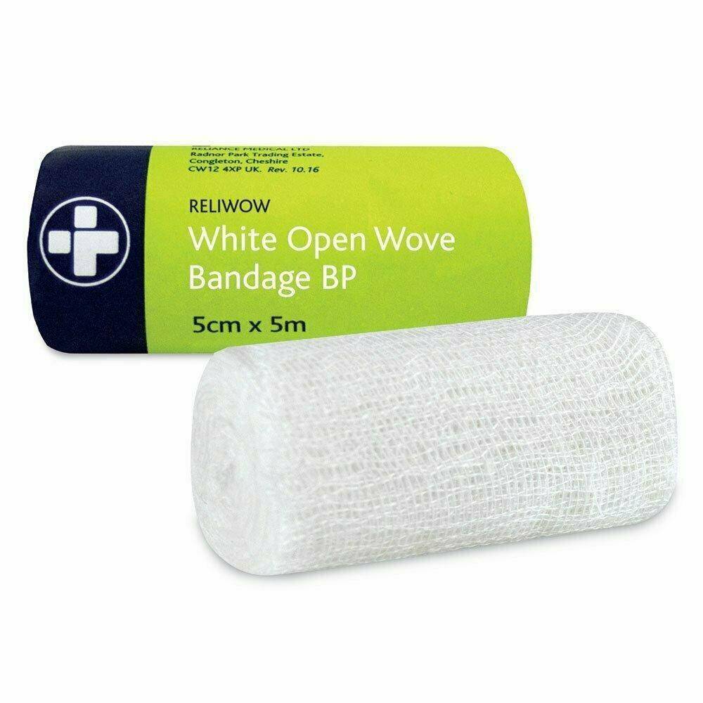 WOW Bandages 5cm x 5m White Open Wove - UKMEDI