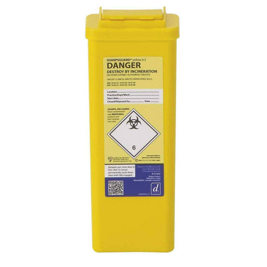 0.5 Litre Sharpsguard Yellow Sharps Bins