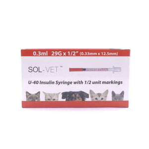 Sol-Vet 0.3ml 29g 0.5 inch U40 Syringe with Fixed Needle