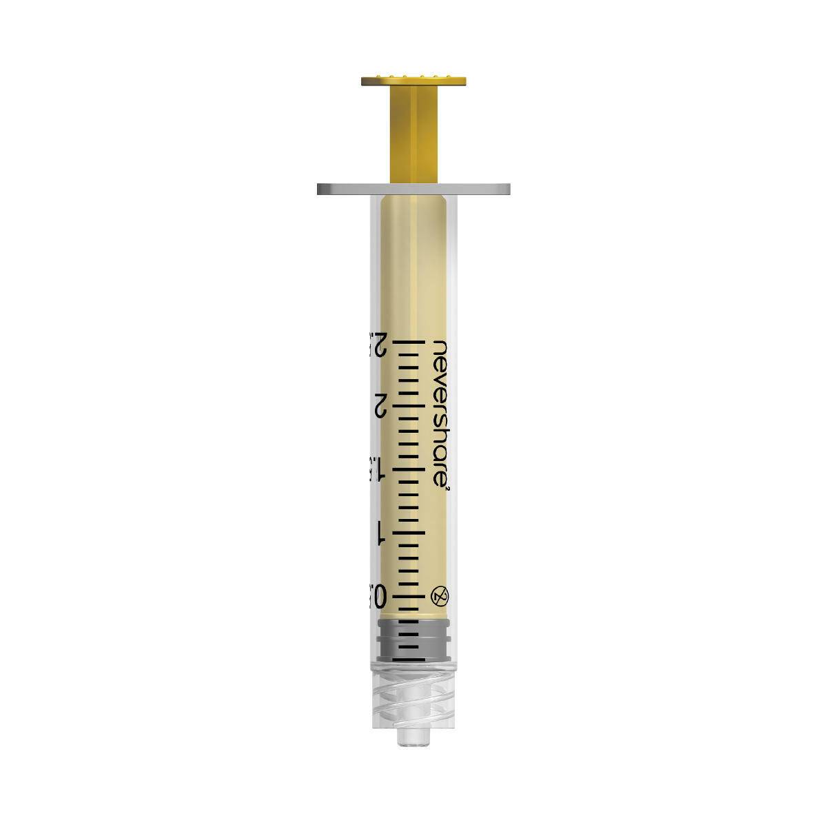2.5ml Yellow Nevershare Luer Lock Syringes - UKMEDI
