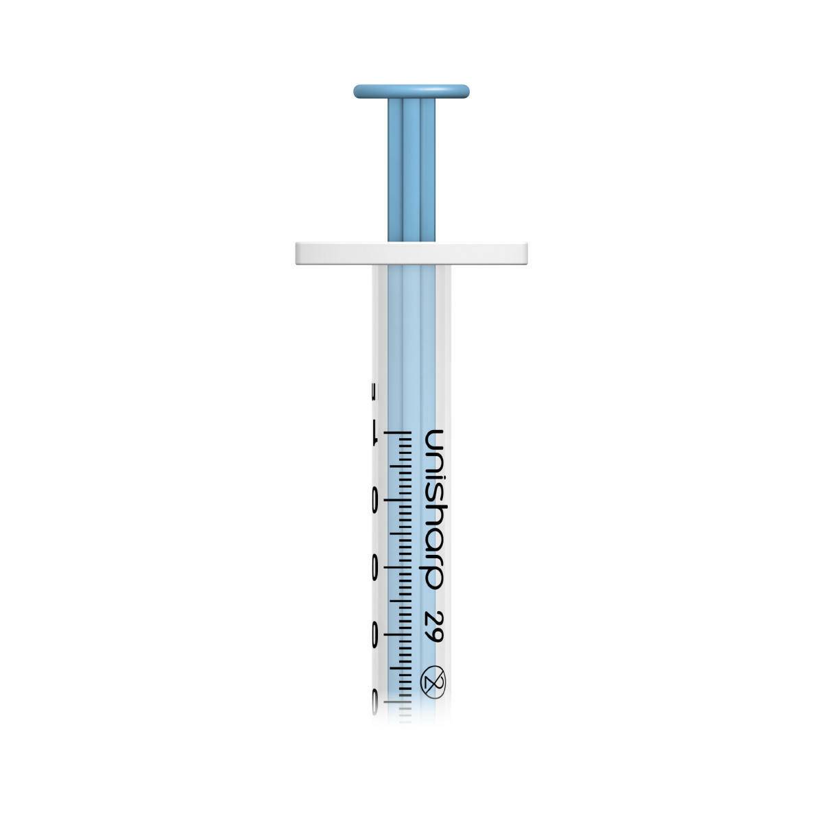 1ml 0.5 inch 29g Blue Unisharp Syringe and Needle u100 - UKMEDI
