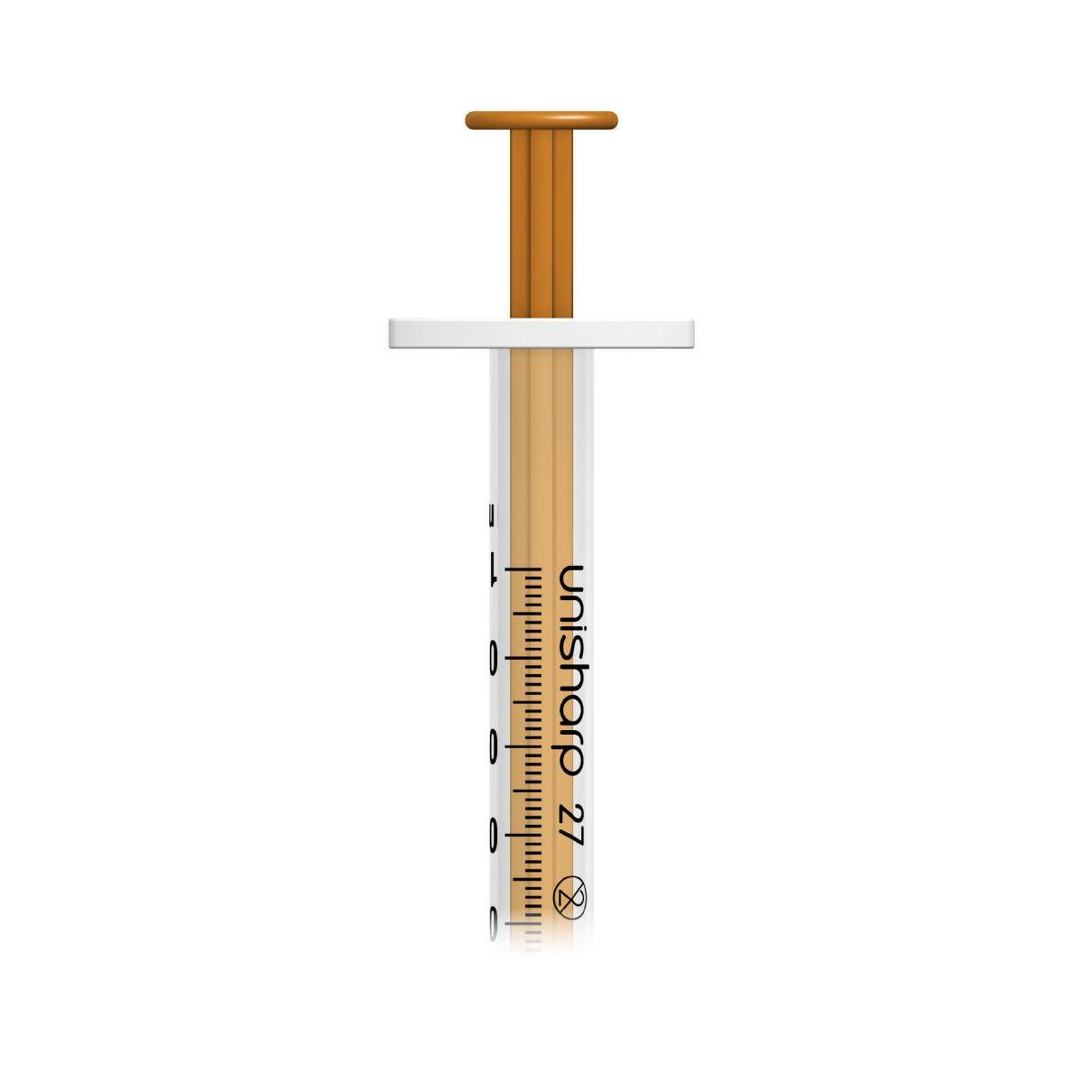 1ml 0.5 inch 27g Orange Unisharp Syringe and Needle u100
