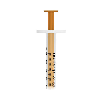 1ml 0.5 inch 27g Orange Unisharp Syringe and Needle u100 - UKMEDI