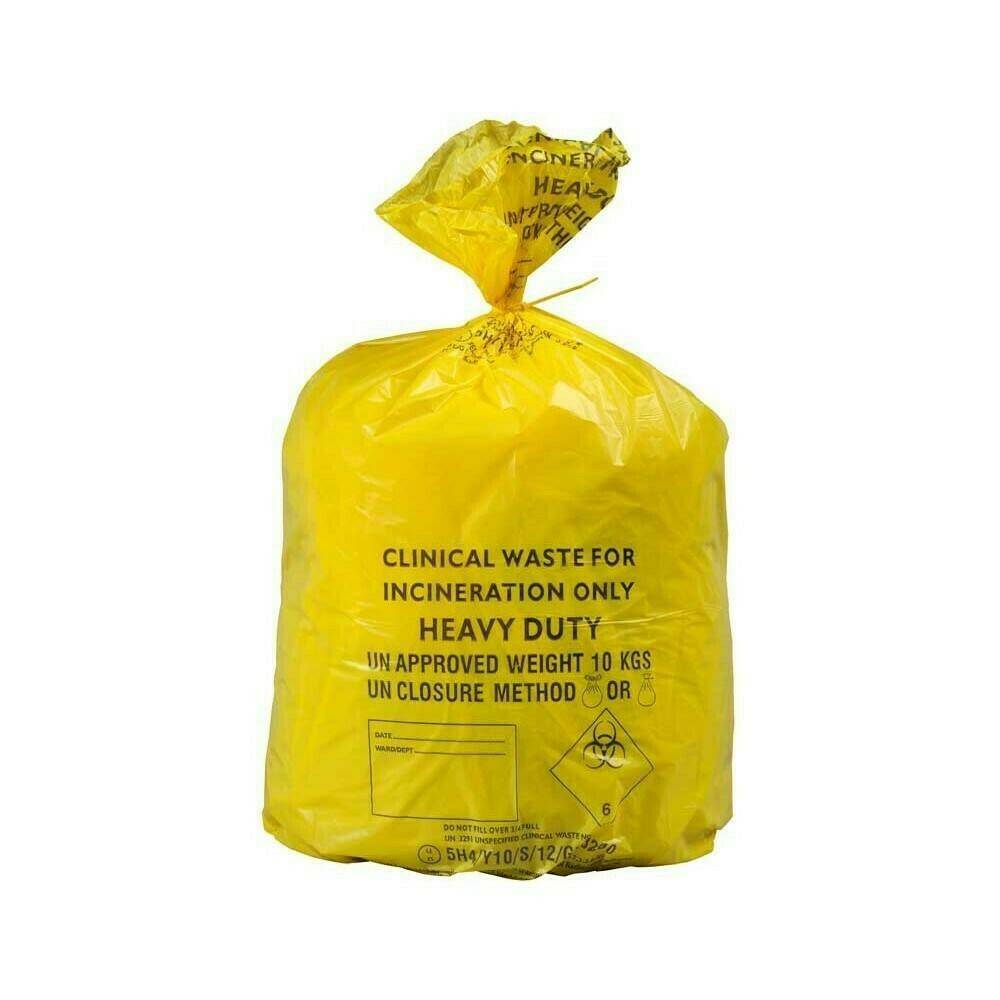 Yellow Bulk Handling Clinical Waste Bag - 28 x 39 inch Roll of 10 - UKMEDI