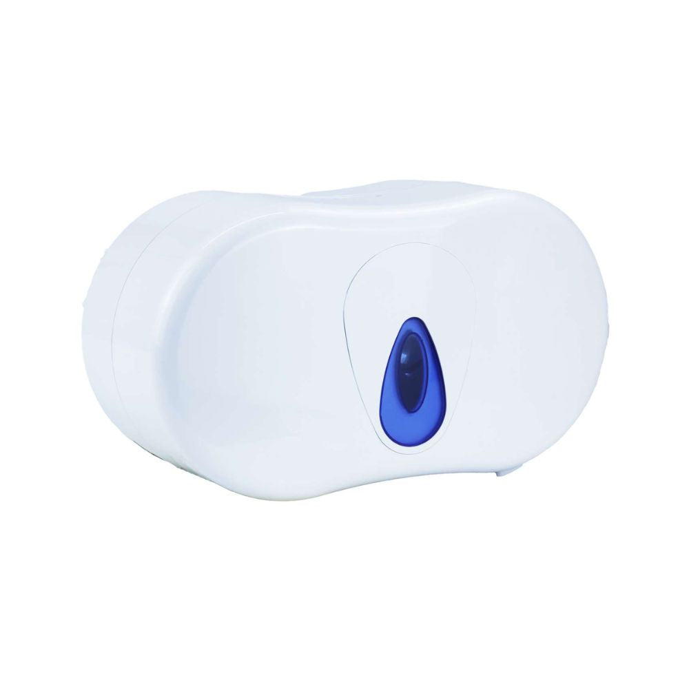 PRO Micro Jumbo Twin Toilet Roll Dispenser White Plastic