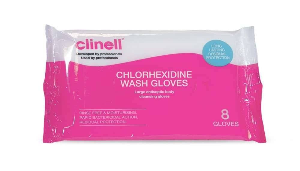 Clinell Chlorhexidine Wash Gloves Pack of 8 Gloves