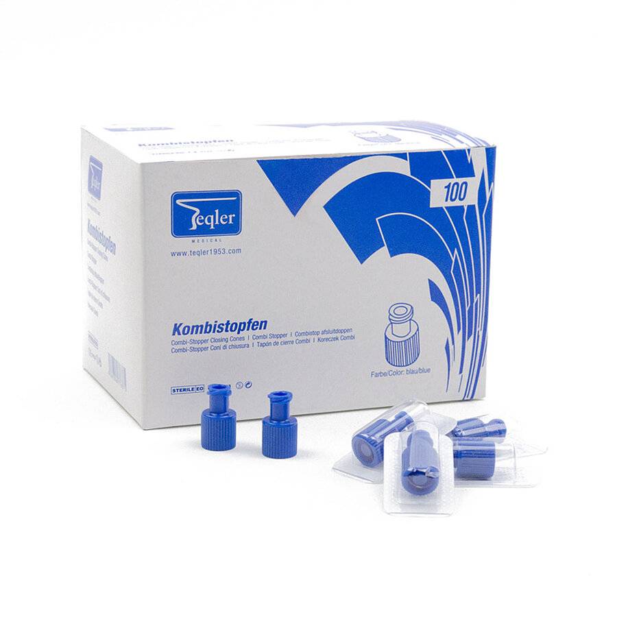 Blue Sterile Syringe Caps Combi Stopper Luer Fitting - UKMEDI