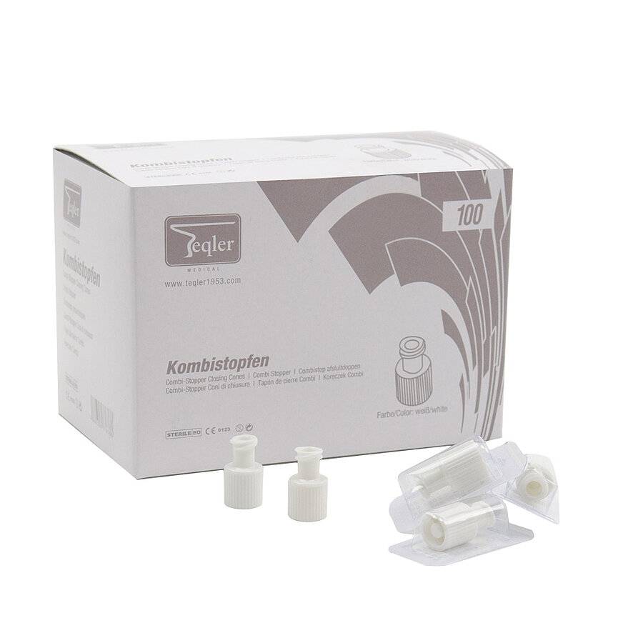 White Sterile Syringe Caps Combi Stopper Luer Fitting - UKMEDI