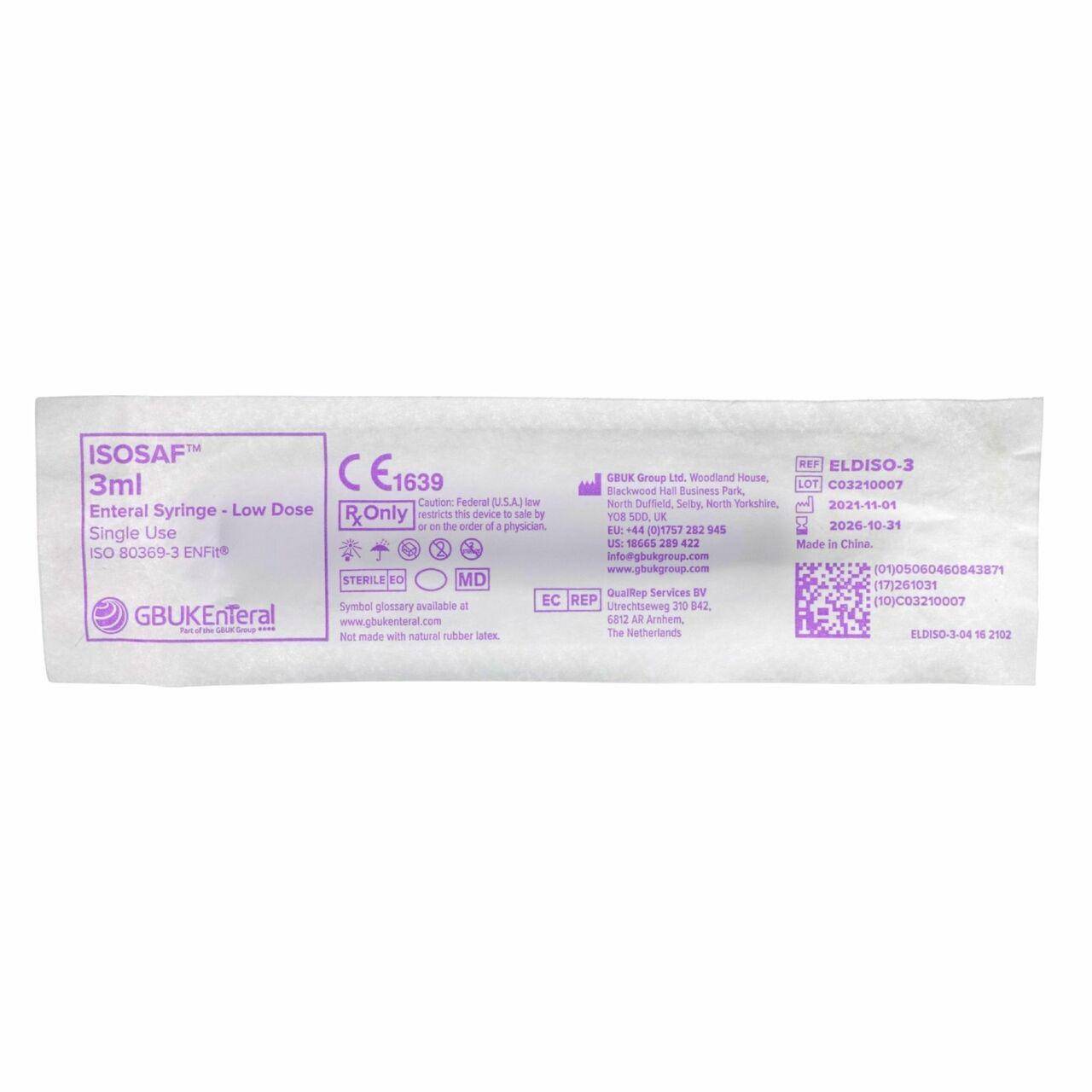 3ml ENFIT Low Dose Enteral Syringes ISOSAF - UKMEDI