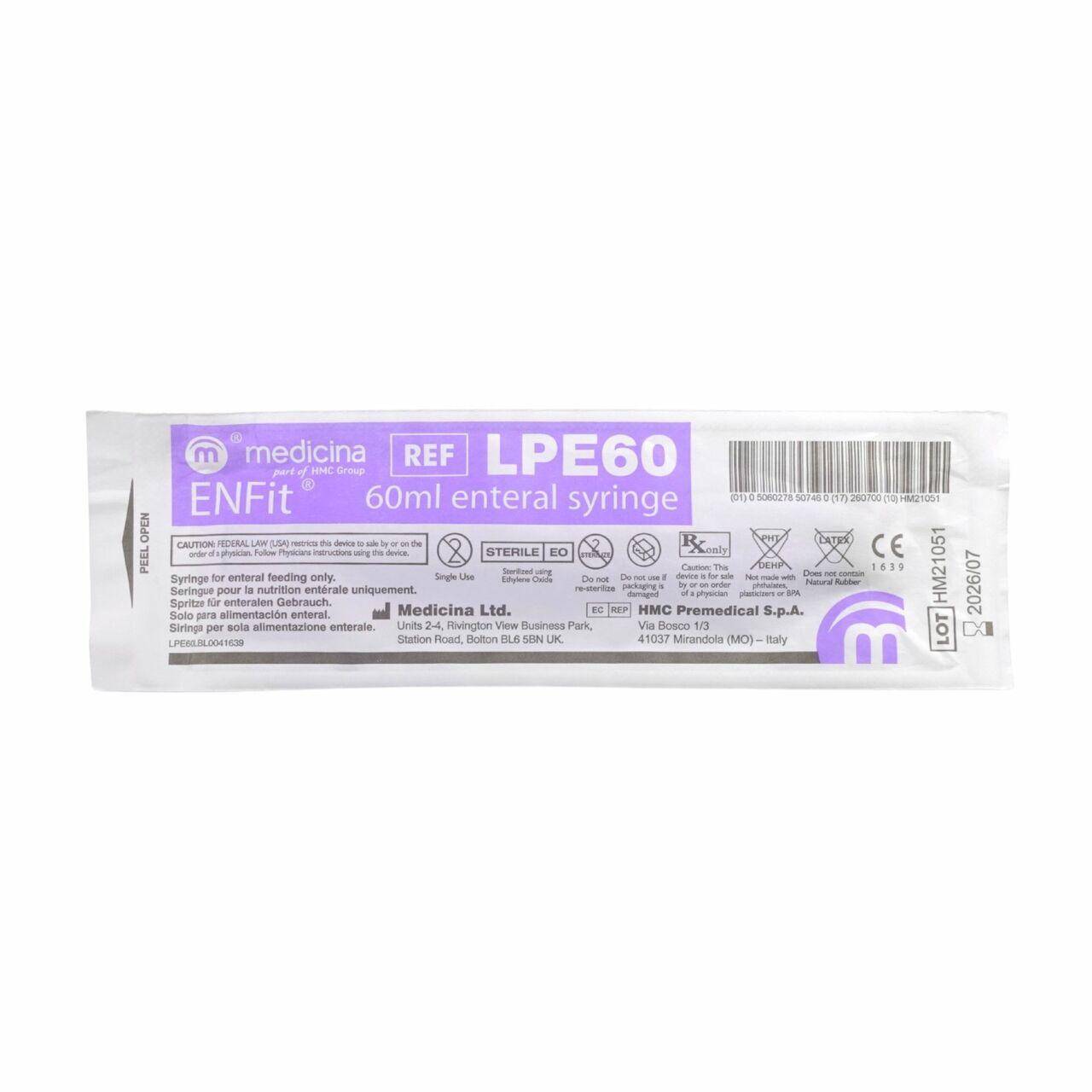 Medicina 60ml ENFIT Medicina Syringe LPE60 UKMEDI - UK Medical Supplies