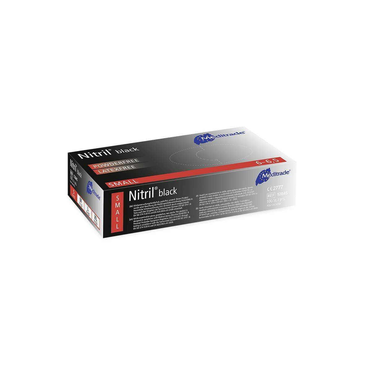 Nitrile Examination Gloves S-XL Meditrade Powder Free Black - UKMEDI