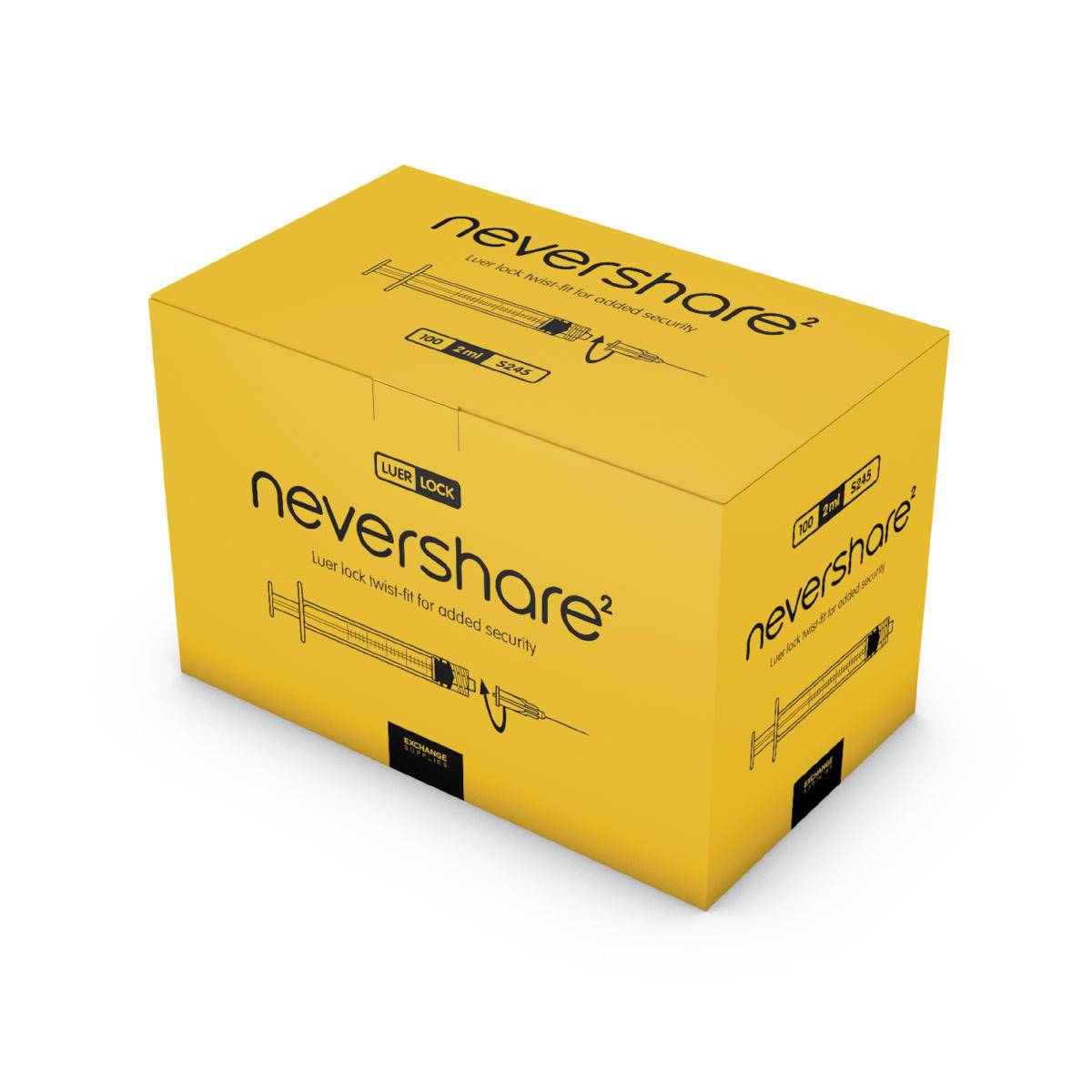 2.5ml Yellow Nevershare Luer Lock Syringes - UKMEDI