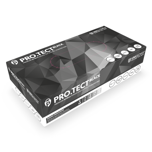 PRO.TECT Black Nitrile Gloves Box of 100