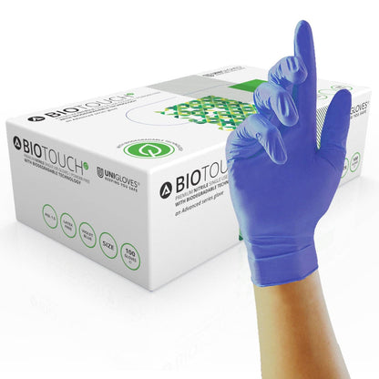 Biotouch Violet Blue Nitrile Gloves Box of 100 - UKMEDI - UK MEDICAL SUPPLIES