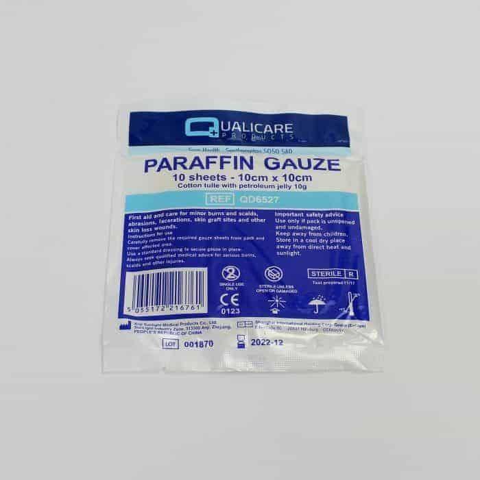 Sterile Paraffin Gauze Dressing 10cm x 10cm 10 pk