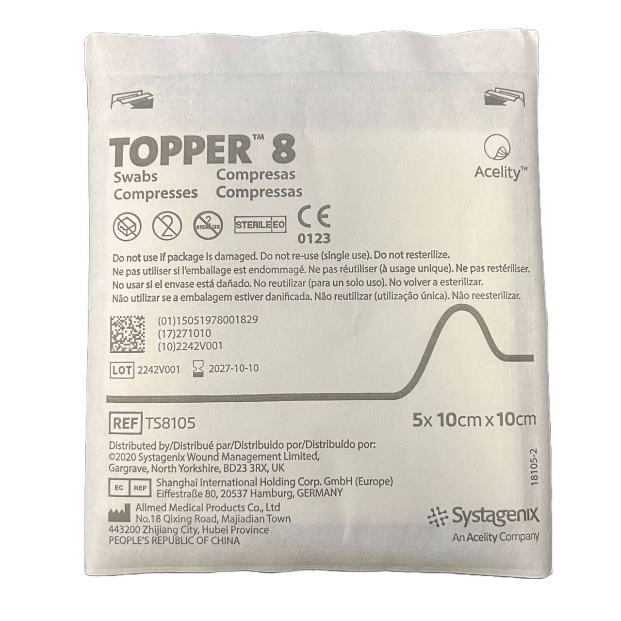 10cm x 10cm Topper 8 Sterile Gauze Swabs Single Pack of 5 – UKMEDI