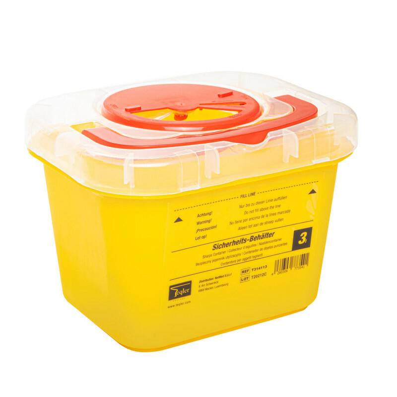 3 litre Teqler Yellow sharps bin - UKMEDI
